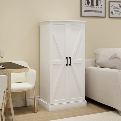 Elegant 50" White LED Pantry Cabinet with Dual Doors, Adjustable Shelves, and Intelligent Lighting for Stylish Kitchen and Dining Storage