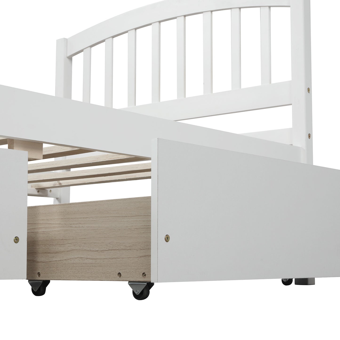Elegant White Twin Platform Bed with Storage Drawers and Headboard