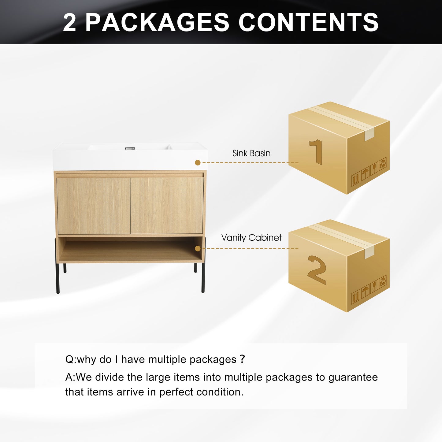 36" Modern Oak Bathroom Vanity Set with Easy-Clean Resin Sink and Multi-Layer Solid Wood Cabinet