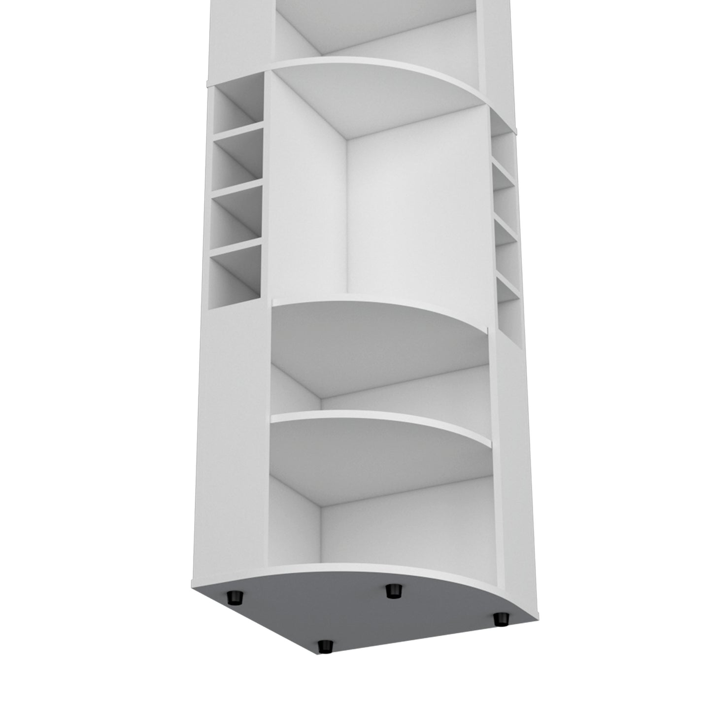 Modern White Corner Bar Cabinet With Five Shelves Storage