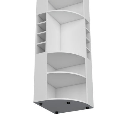 Modern White Corner Bar Cabinet With Five Shelves Storage