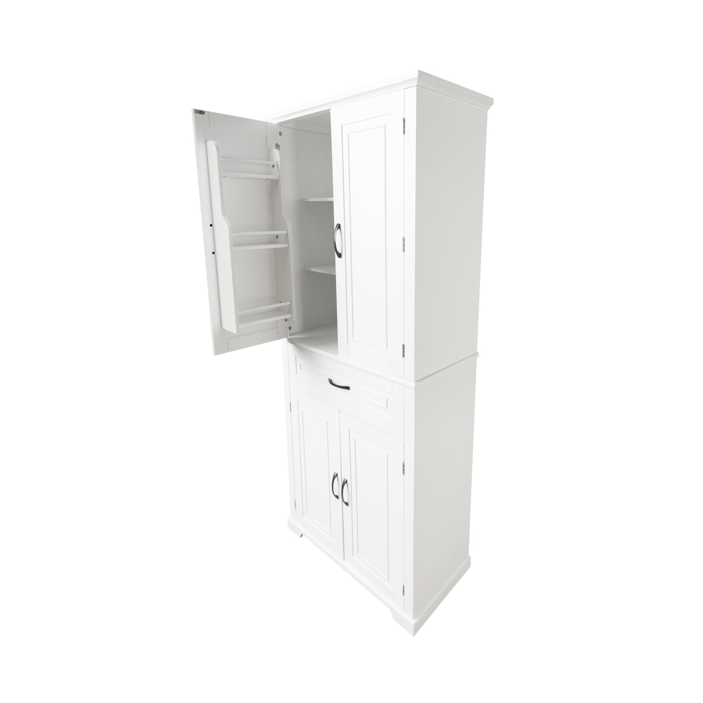 Tall White Bathroom Storage Cabinet with Adjustable Shelf and Drawer, Versatile Multi-Functional Organizer