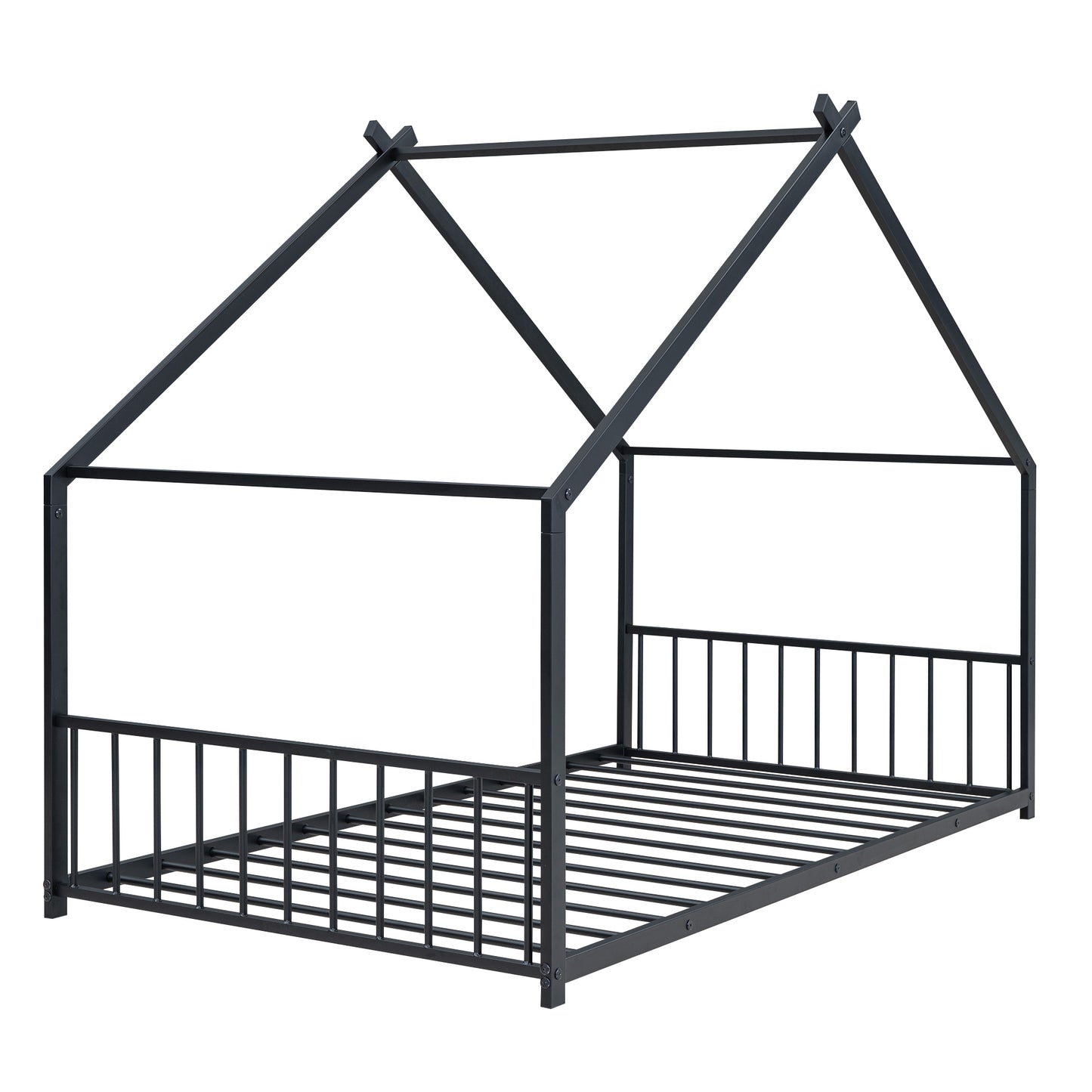 Black Twin Size Metal Playhouse Bed