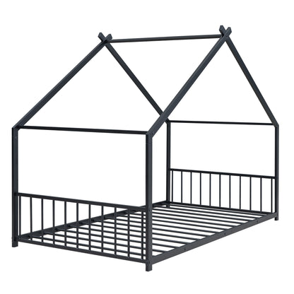 Black Twin Size Metal Playhouse Bed