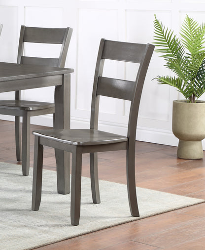 Set of 2 Wooden Dining Chairs, Ladder Back, Transitional, Dining Room, 17.8 x 17 x 38.3in, Gray