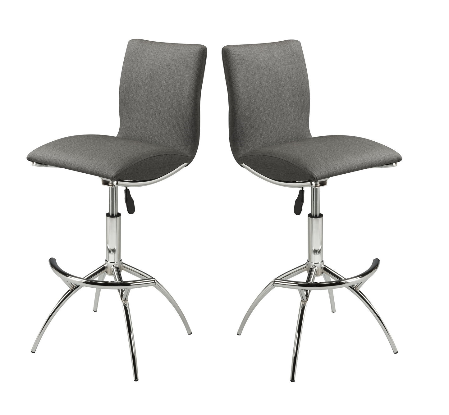 Adjustable-Height Modern Bar Stool with Leatherette Upholstery and Chrome Base, Solid-Back Kitchen Chair Gray