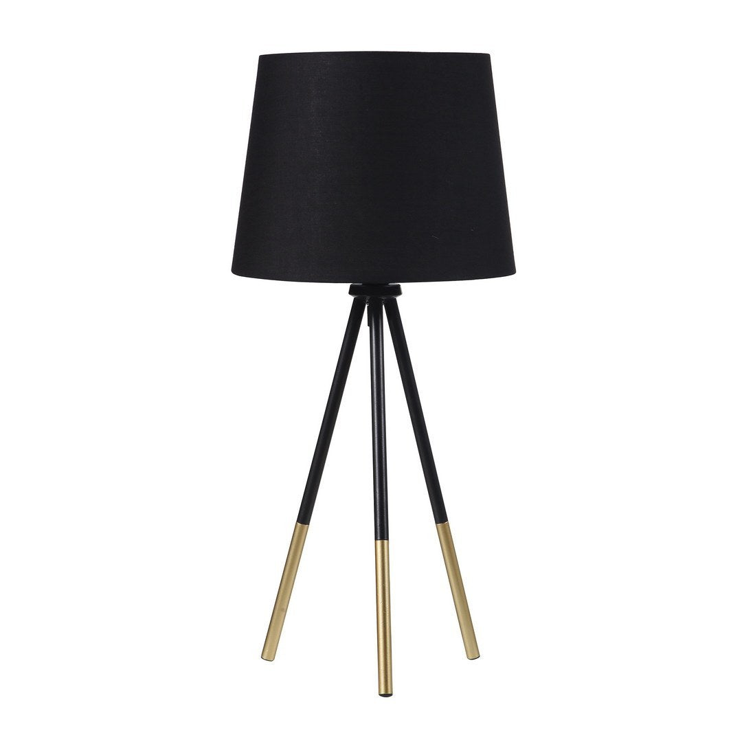 20-Inch Tripod Leg Metal Table Lamp with Black Shade, In-Line Switch, E12 Socket Matte Black / Gold Metal