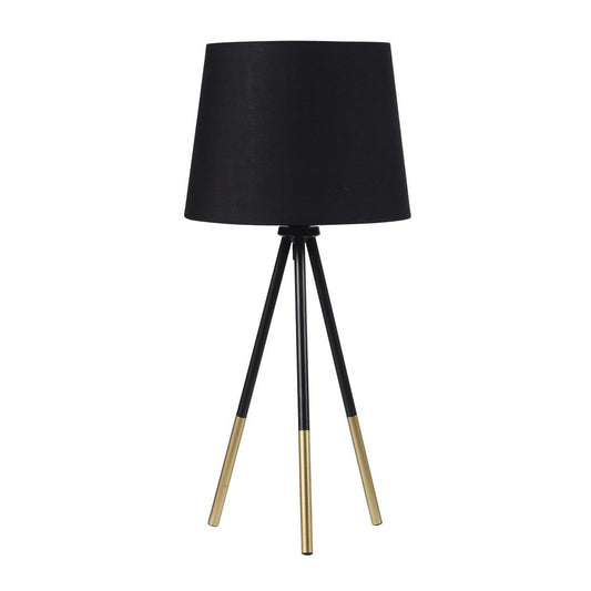 20-Inch Tripod Leg Metal Table Lamp with Black Shade, In-Line Switch, E12 Socket Matte Black / Gold Metal