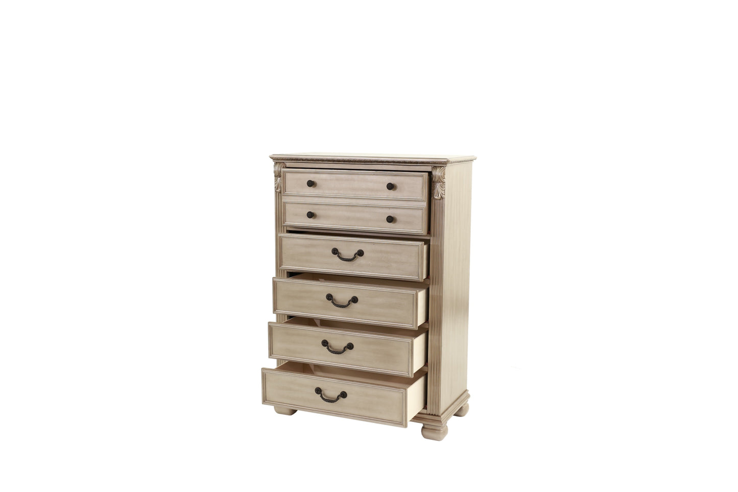 Elegant Antique Silver 5-Drawer Chest for Timeless Bedroom Storage