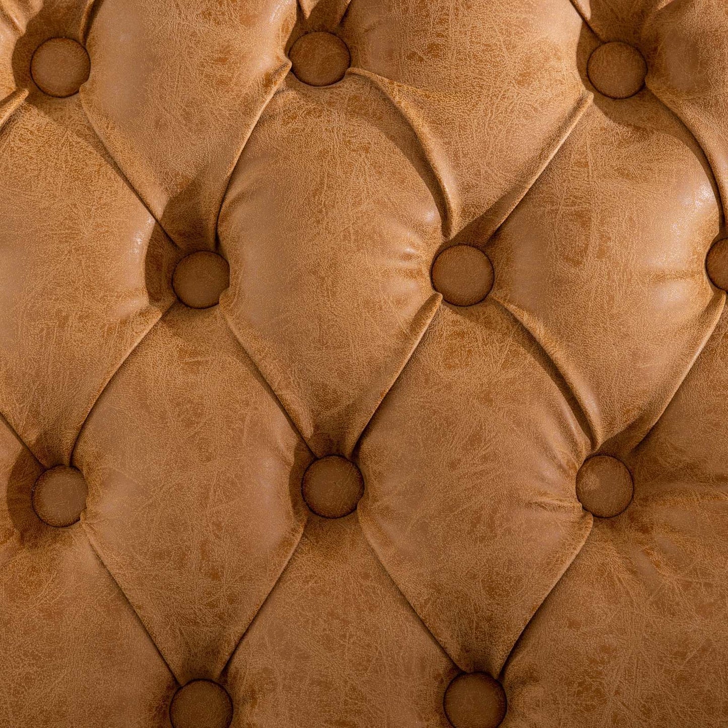 French Style Solid Wood Dining Chair Set of 2 with PU Leather, Nailhead, High Back, Rubberwood Orange