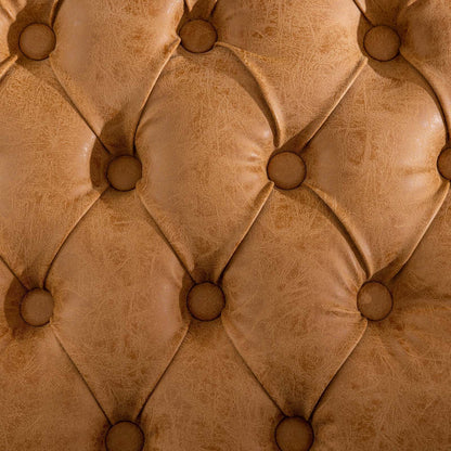 French Style Solid Wood Dining Chair Set of 2 with PU Leather, Nailhead, High Back, Rubberwood Orange