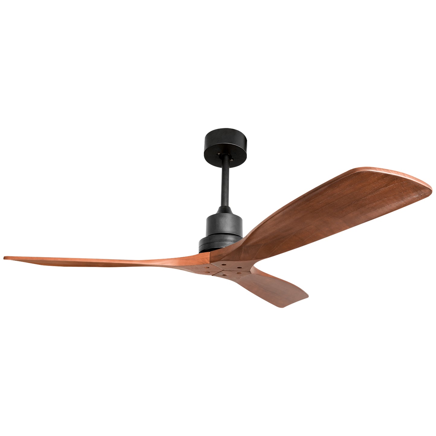 52-Inch Outdoor Ceiling Fan with Remote, DC Motor, Reversible Solid Wood Blades, Quiet, Black