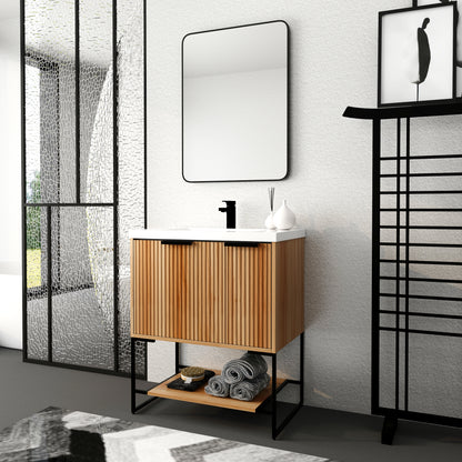 30-Inch Modern Freestanding Bathroom Vanity with Durable Resin Sink