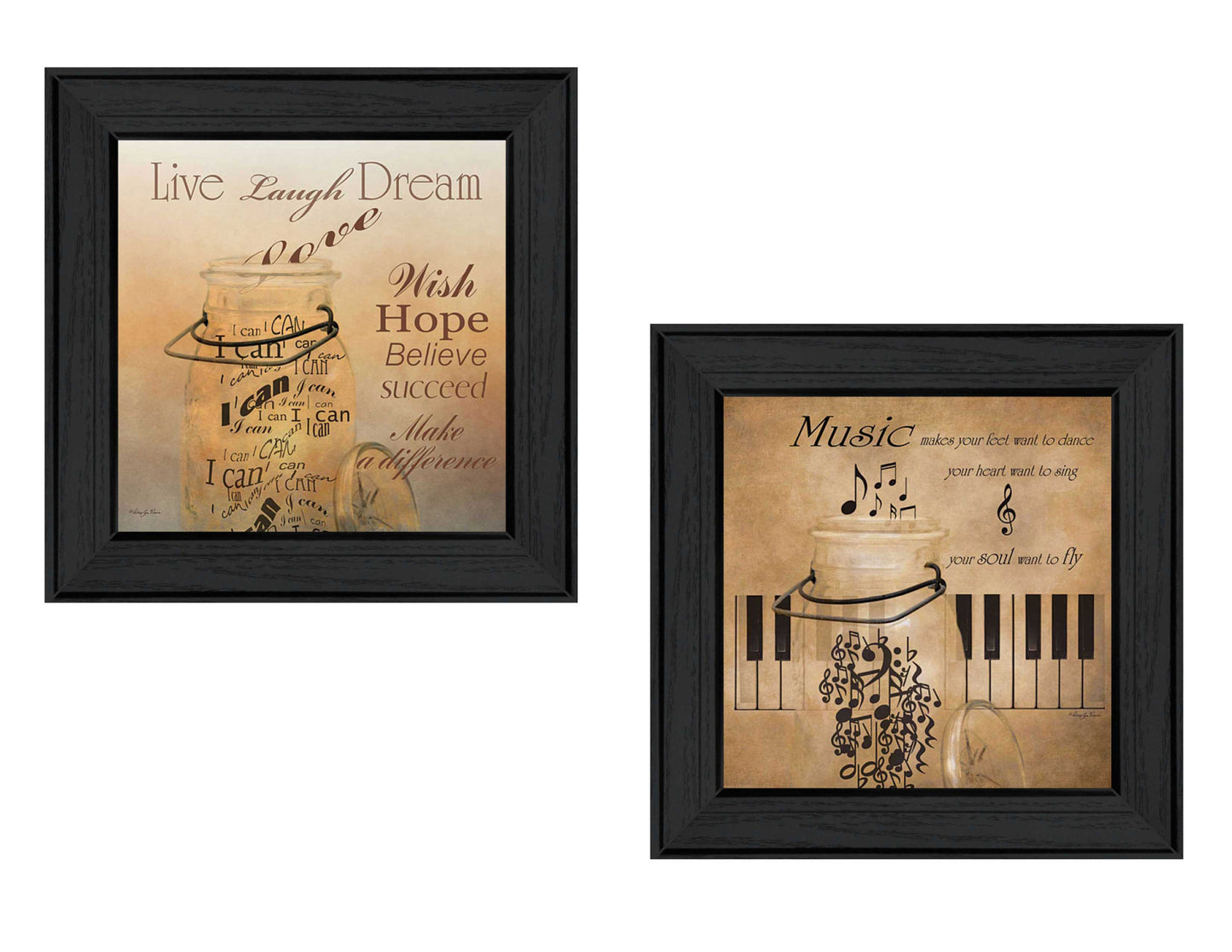 2-Piece Music Collection Vignette Wall Art - Printed Poster, Framed, 28 x 14 in, Black Frame, Multicolor