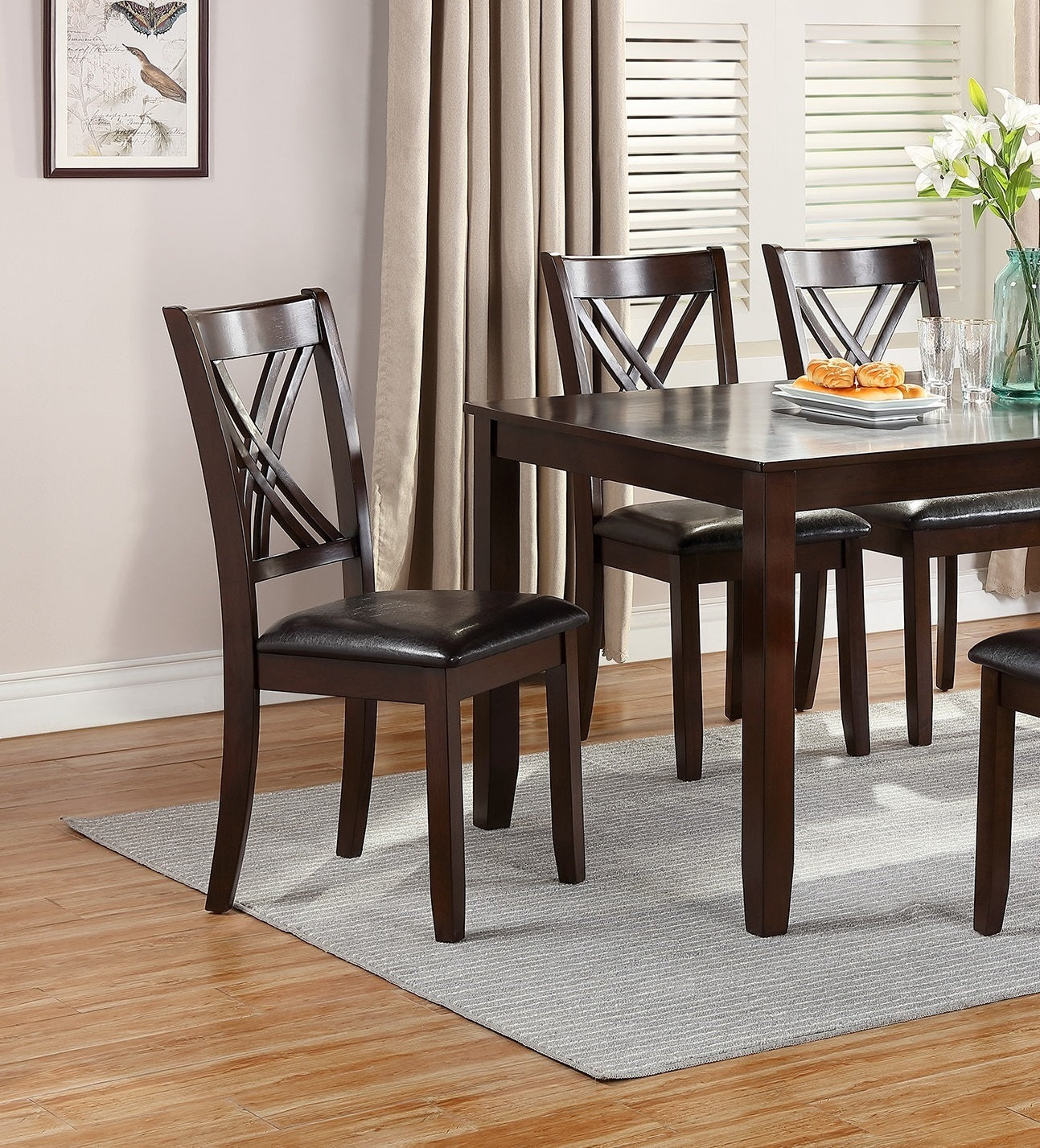 7 Piece Dining Set With Table And Six X Back Chairs Espresso