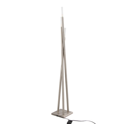 Contemporary Icicle Floor Lamp with Glass Sconces, 67-Inch Tall, G9 40W Bulbs Included, Brushed Nickel