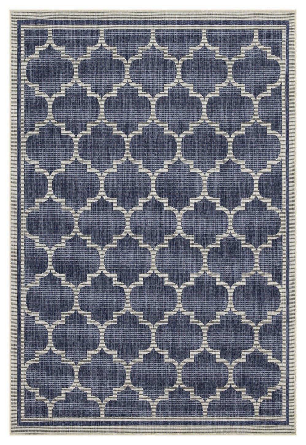 Indoor/Outdoor Trellis Rug, 5 ft 3 in x 7 ft 3 in, Flatweave Polypropylene, Durable, Stain-Resistant, Blue