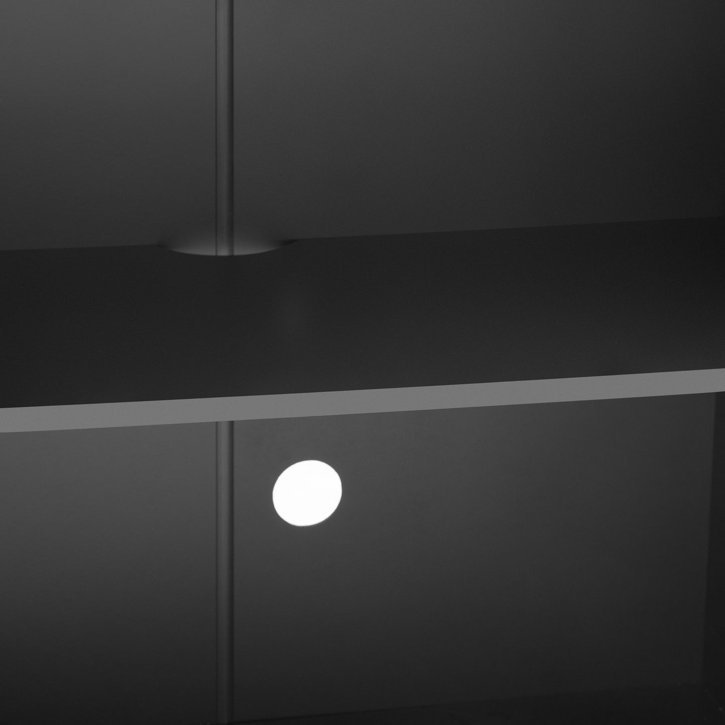 TREXM 4 Wavy Doors Ample Storage Space Sideboard with Adjustable Shelves and Retro Copper Handles for Dining Room and Living Room (BLACK)