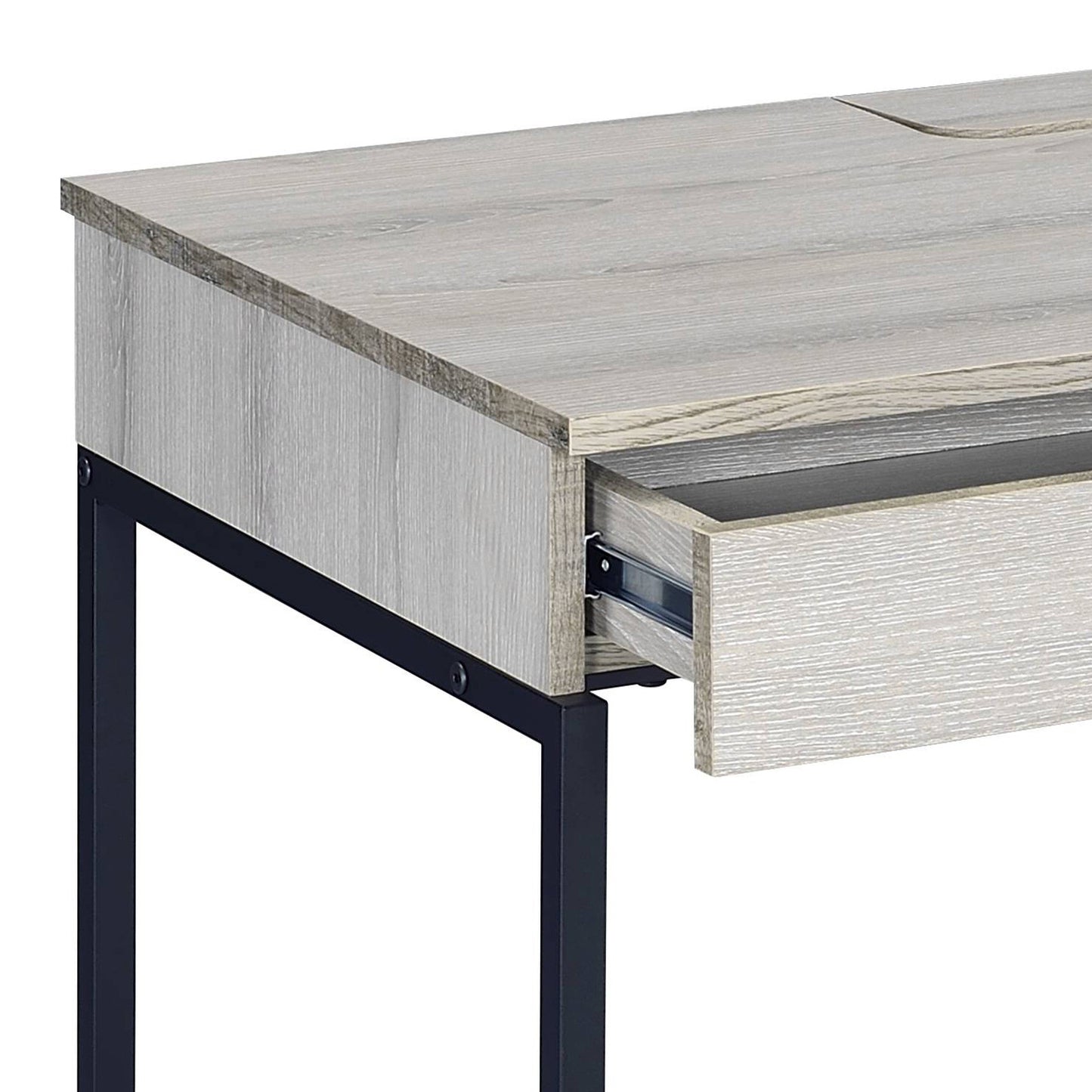 Rustic Modern Two-Drawer Writing Desk in Natural and Black Finish