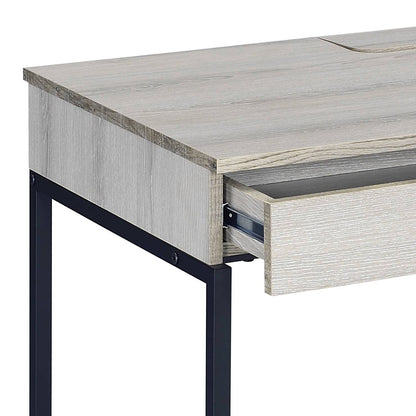 Rustic Modern Two-Drawer Writing Desk in Natural and Black Finish