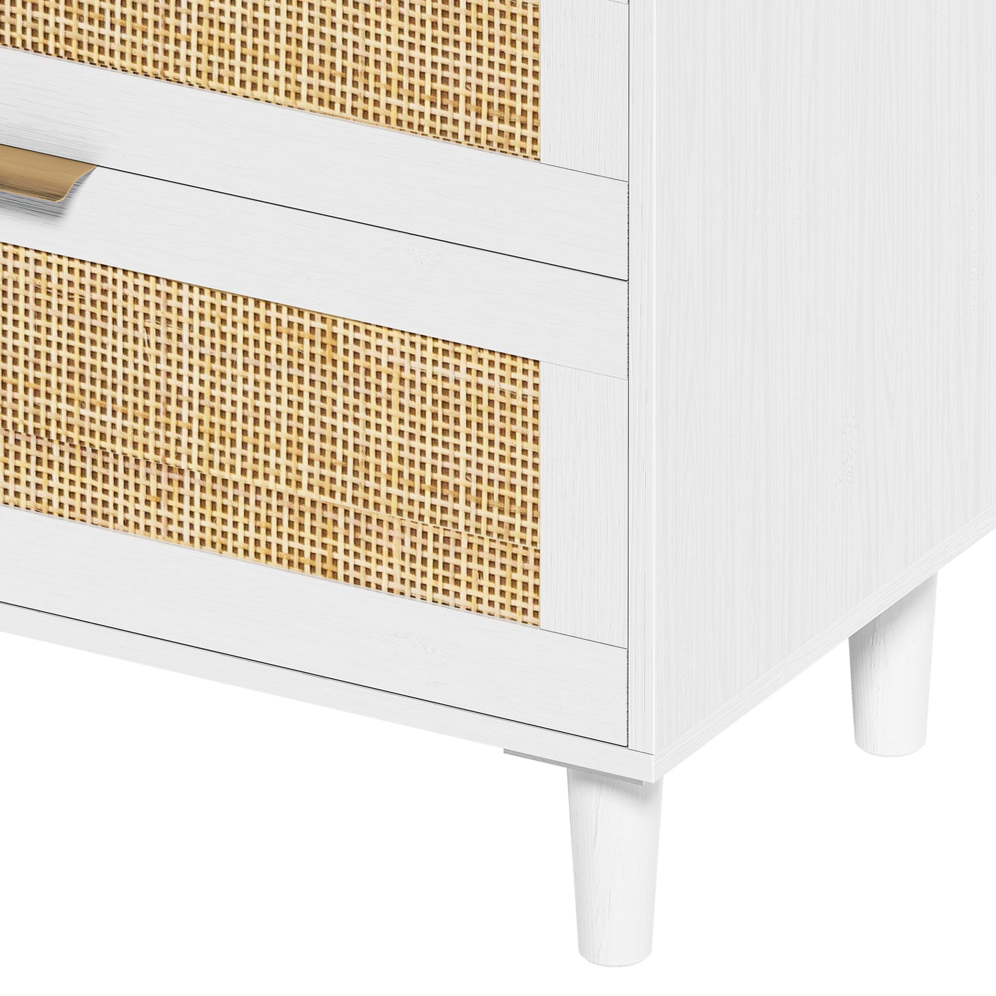 Elegant 59" White Rattan Dresser with 6 Drawers for Stylish Storage Solutions