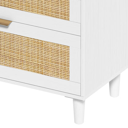 Elegant 59" White Rattan Dresser with 6 Drawers for Stylish Storage Solutions