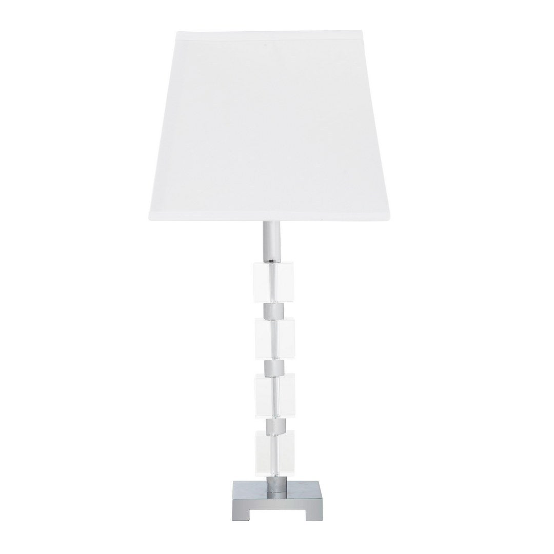 Glam Crystal Cube Table Lamp, 25-Inch, Crystal with Chrome Base, E26 LED Compatible, 66-Inch Cord White