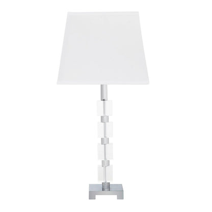 Glam Crystal Cube Table Lamp, 25-Inch, Crystal with Chrome Base, E26 LED Compatible, 66-Inch Cord White
