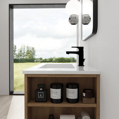 30-Inch Modern Wall-Mounted Bathroom Vanity with Soft Close Drawers and Adjustable Side Shelf