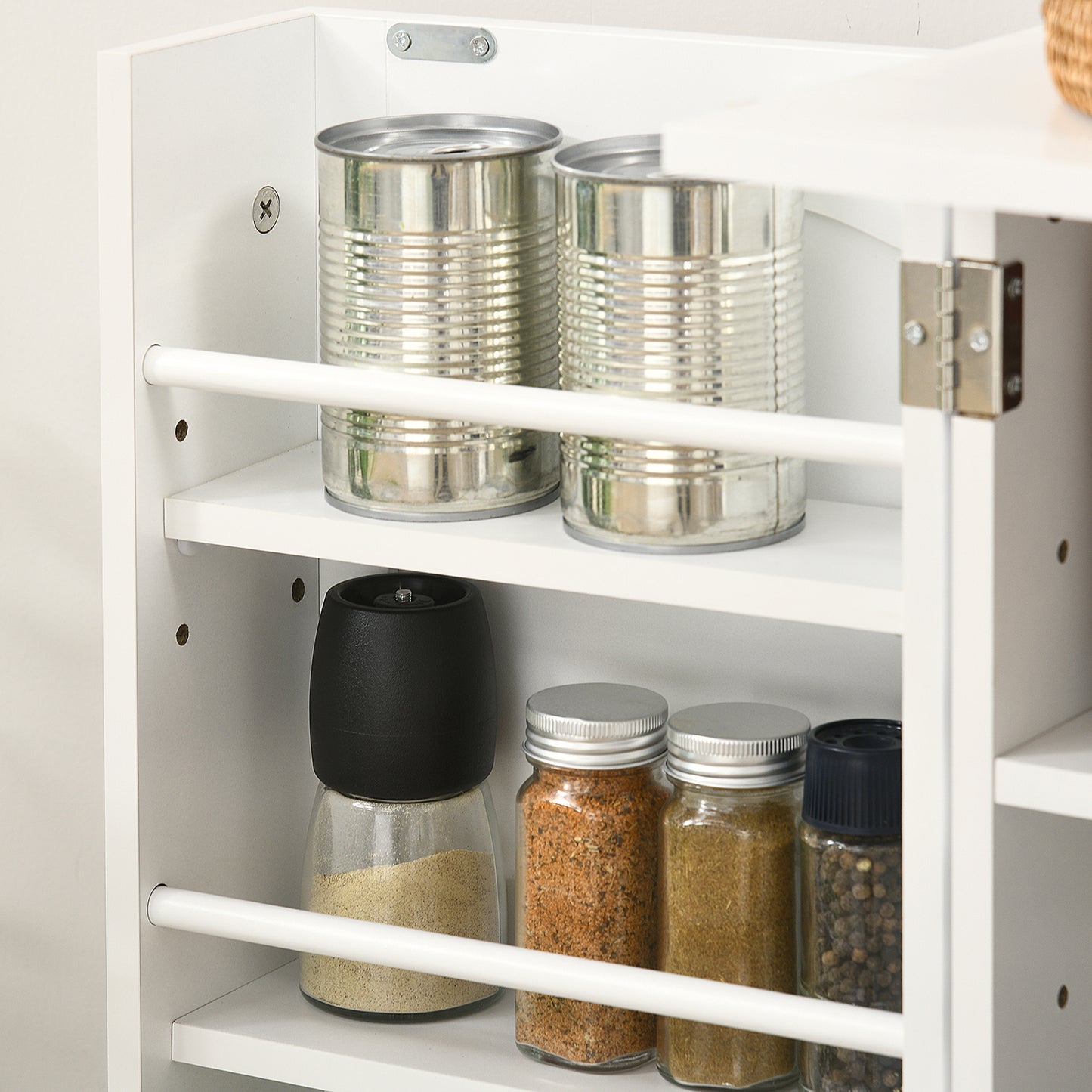 HOMCOM 5-Tier Kitchen Pantry Cabinet with Spice Rack Organizer and Adjustable Shelves