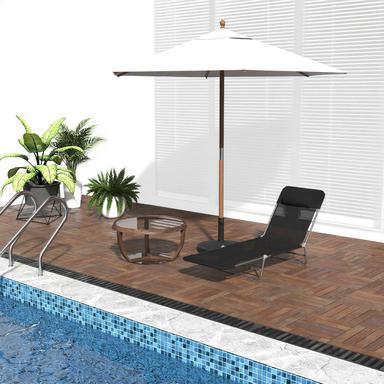 Outdoor Folding Sun Lounger For Poolside Patio 71.7 Inch Long 22 Inch Wide 11 Inch High Steel Frame Black