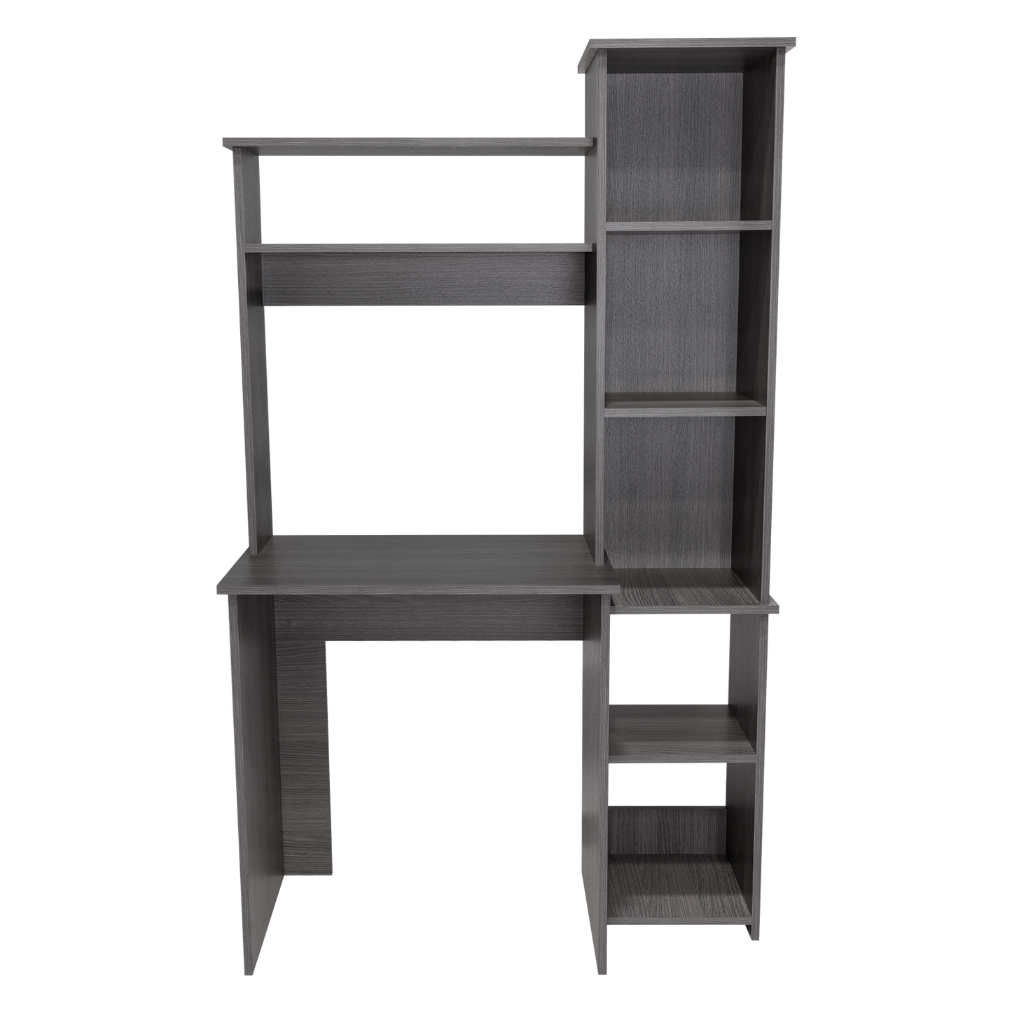 Smokey Oak Versalles Writing Desk with Dual Shelves and Five Cubbies