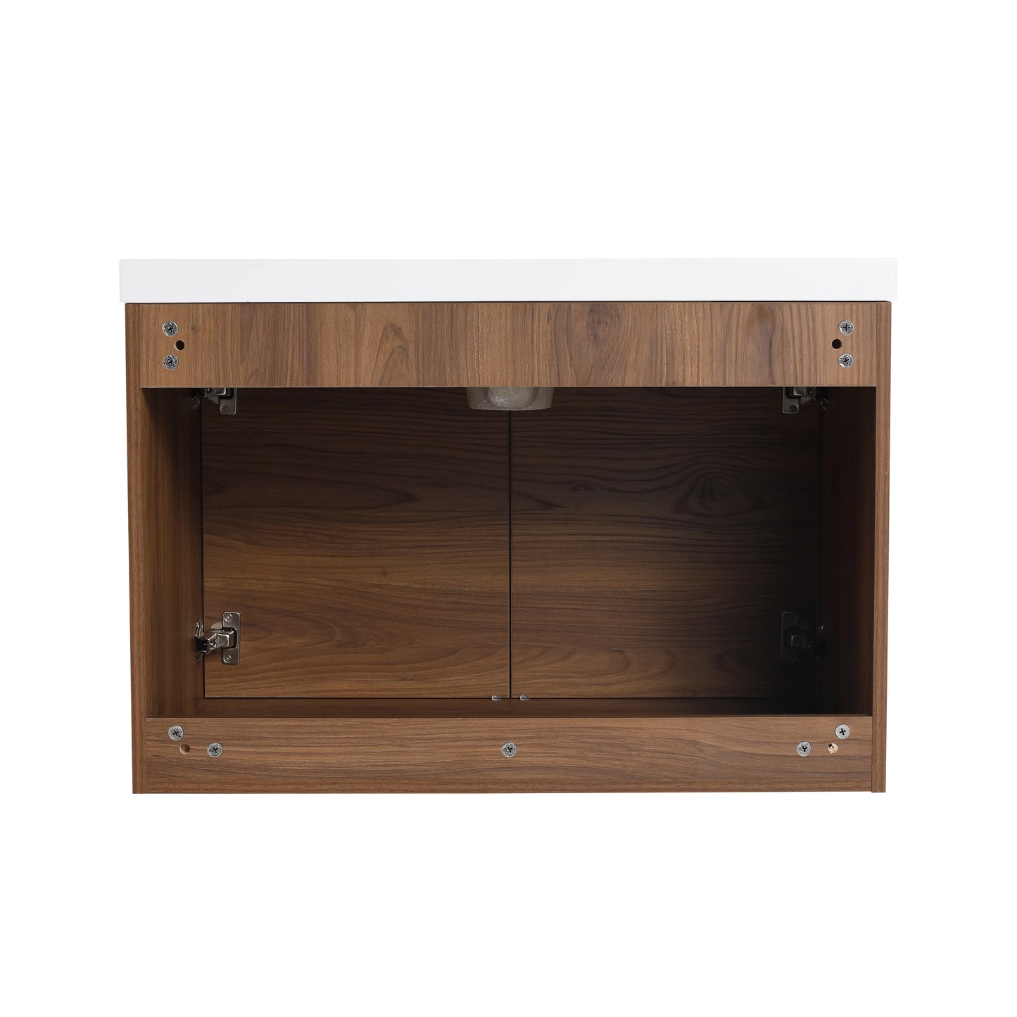30-Inch LEVISTAR Brown Engineered Wood Bathroom Vanity with Resin Sink and Dual Door Storage Cabinet