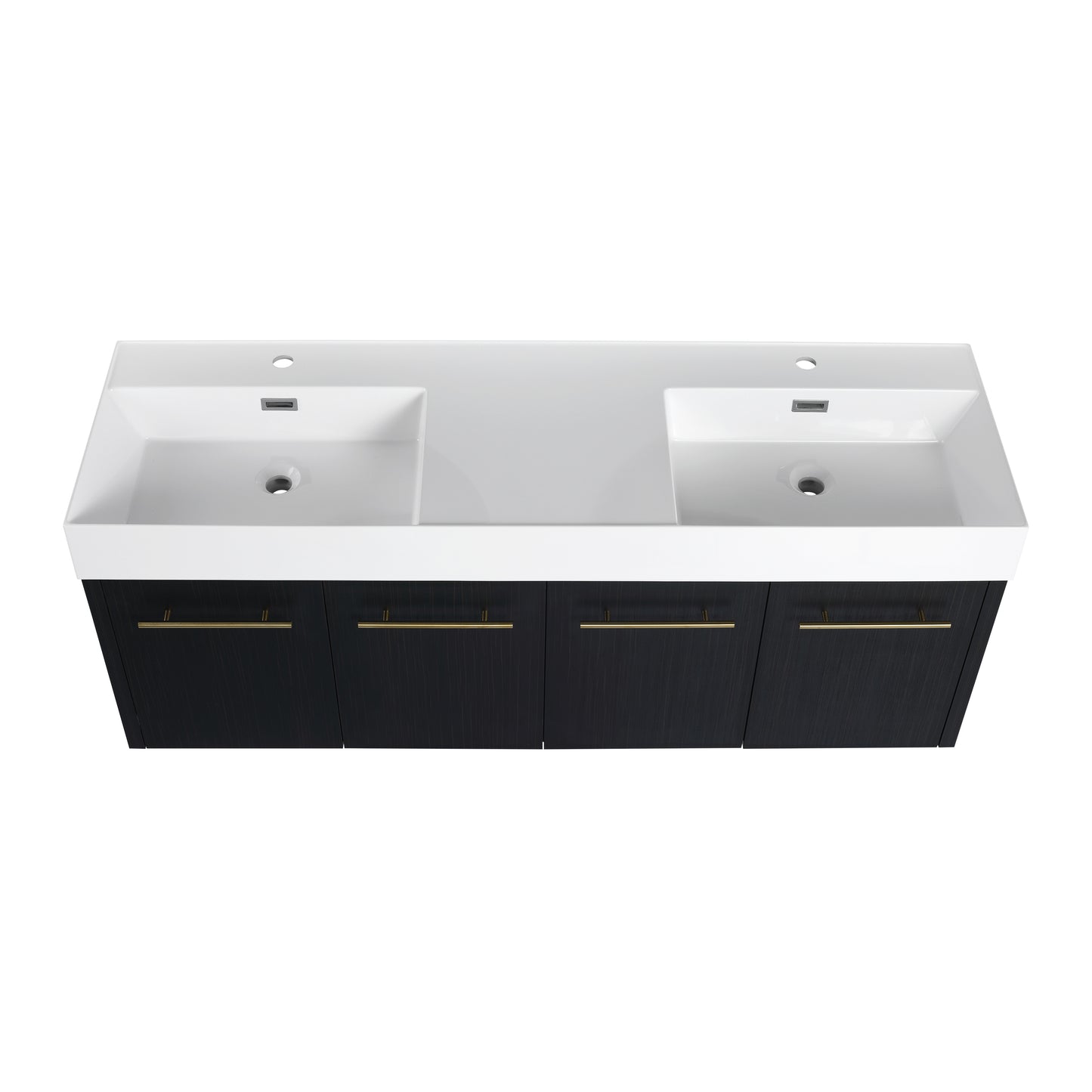 60-Inch Modern Wall-Mounted Bathroom Vanity with Double Resin Sink and Ample Storage