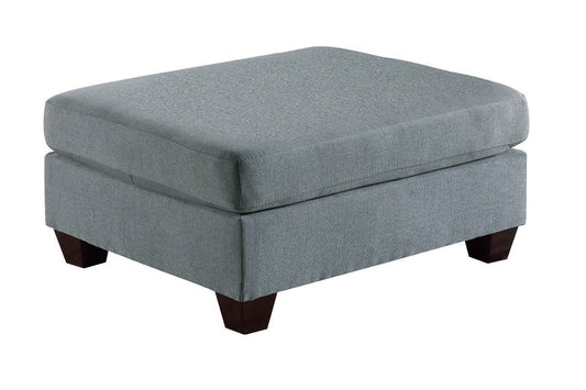 Cocktail Ottoman - 32 x 26 x 19 in - Linen Fabric, Plush Seat, Wood Legs - Contemporary Modern - Grey