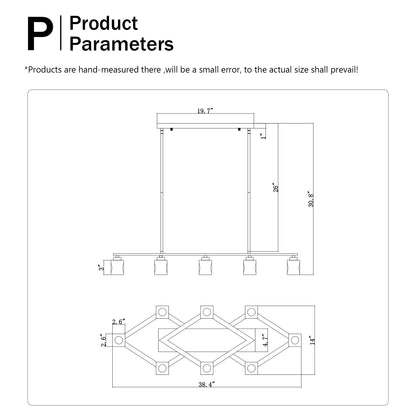 8-Light Metal Chandelier for Dining Room & Kitchen Island, Ceiling Pendant G9 Bulbs Included Matte Black