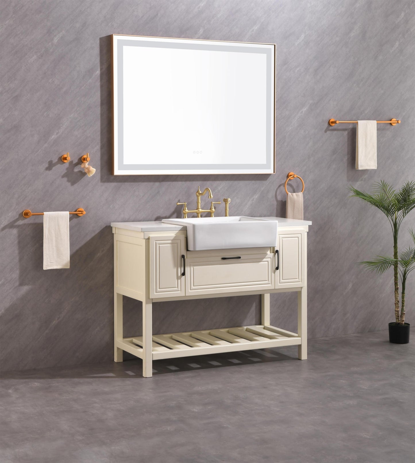 Large 48x36 Illuminated Bathroom Mirror with Dual Control Anti-Fog Feature