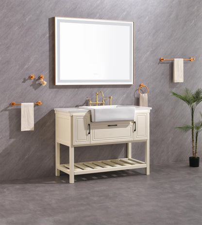 Large 48x36 Illuminated Bathroom Mirror with Dual Control Anti-Fog Feature