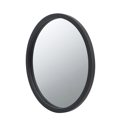 20" Round Black Wooden Frame Wall Mirror - Perfect for Living Room, Dining Area, Foyer, Bathroom, or Office Decor