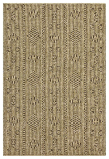 Indoor/Outdoor Flatweave Area Rug, 87 x 31 in, Polypropylene, Stain-Resistant, Natural & Light Brown