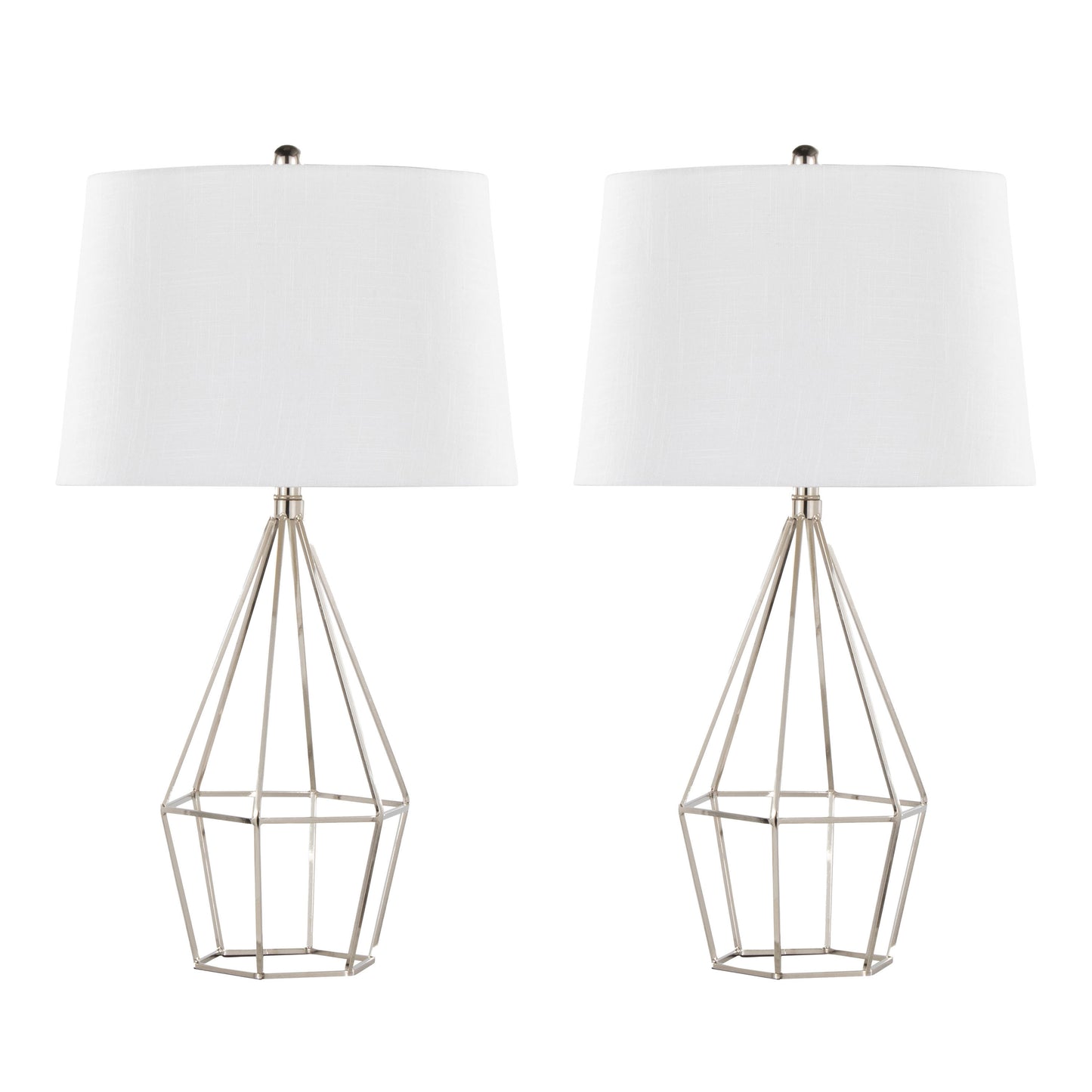 29-Inch Metal Table Lamp Set of 2 with Black Satin Shade, 3-Way Switch, Indoor Lighting Polished Nickel
