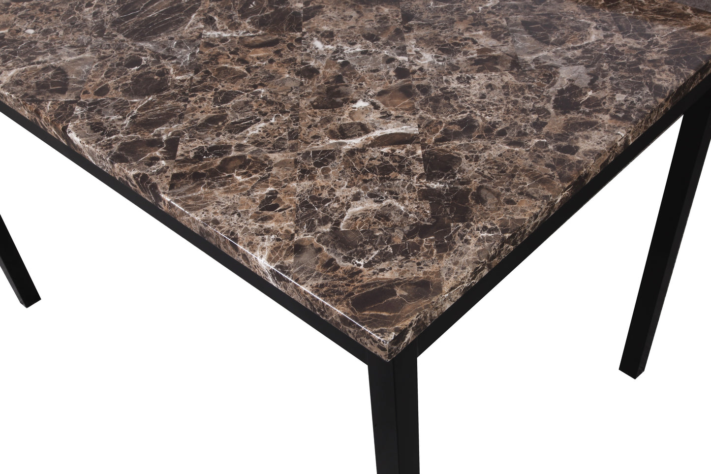 Metal Dining Table With Laminated Faux Marble Top Black
