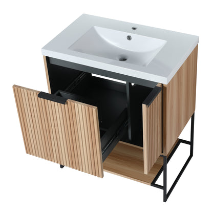 30-Inch Modern Freestanding Bathroom Vanity with Durable Resin Sink