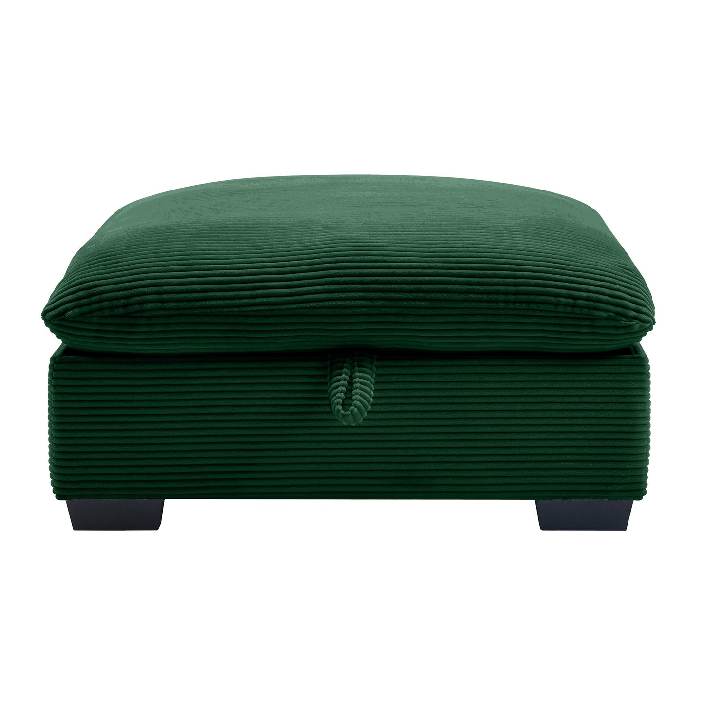 Corduroy Fabric Ottoman Footrest for L- and U-Shaped Sofas, Deep-Seat Comfort, High-Density Foam Cushions, Green