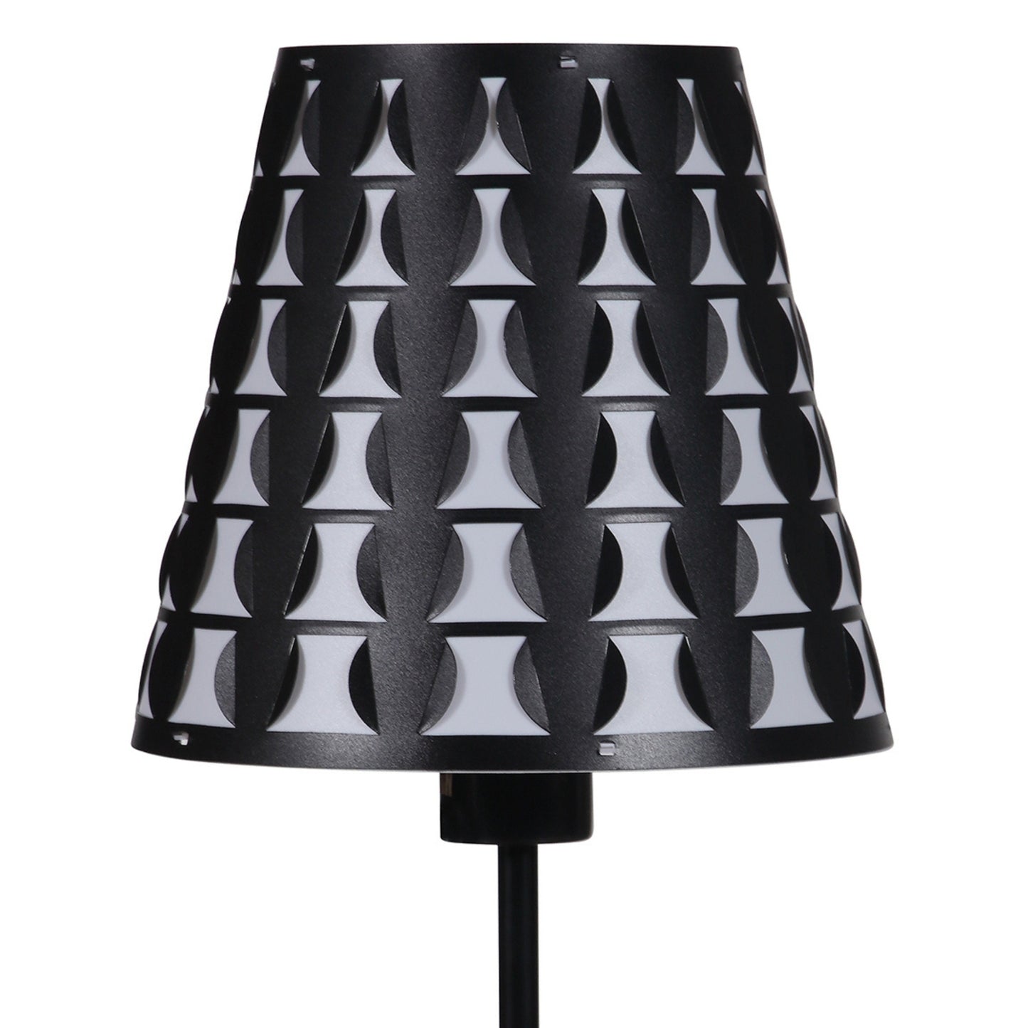 16-Inch Geometric Metal Table Lamp with Clover Base, Inline Switch, 120V E26 Bulb Compatible, Black