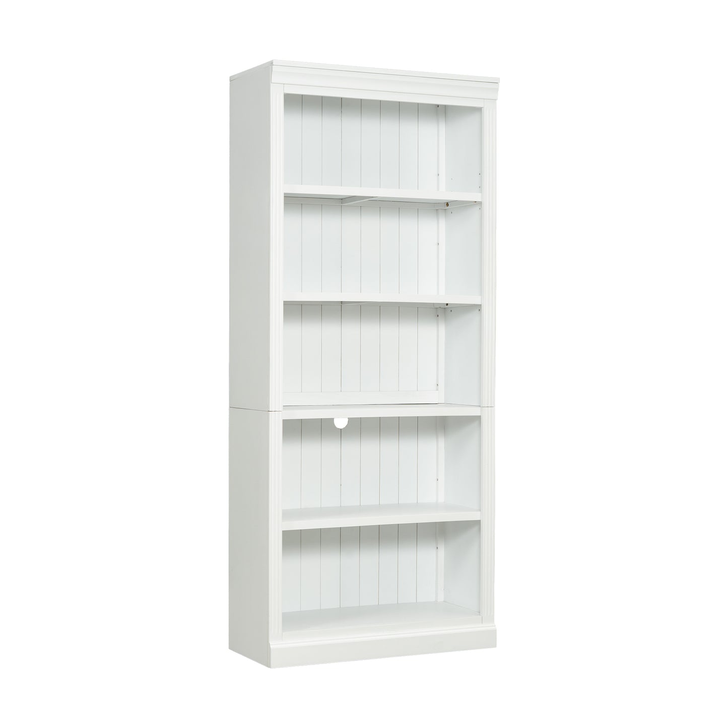 Modern 5-Tier White Wooden Bookcase with Adjustable Shelves for Home and Office Storage