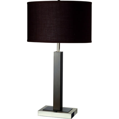 30-Inch Table Lamp, Metal and Polyresin, Fabric Shade, On/Off Switch, 100W/23W CFL, Espresso Finish