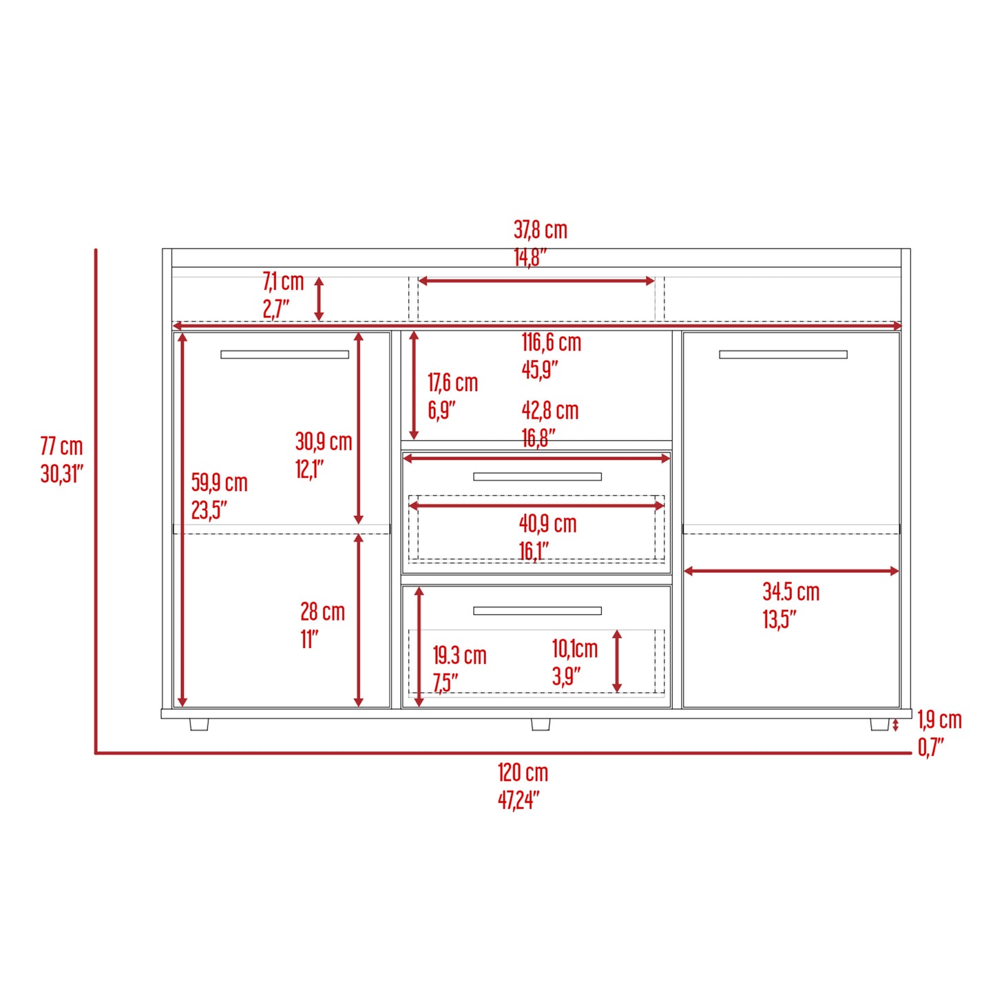 Chapella 2-Drawer Sideboard Dark Walnut