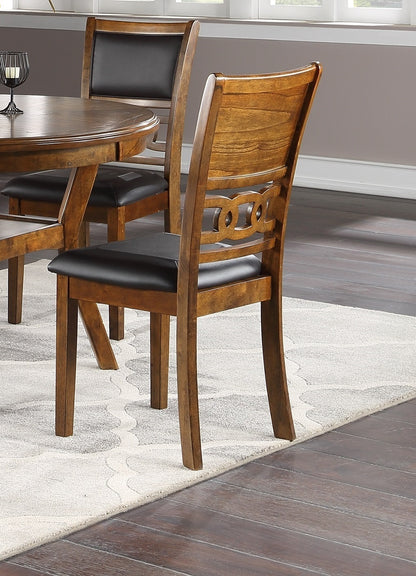 Set of 2 Cushioned Dining Room Side Chairs with Knot-Back, 18x22.5x38, Rubberwood MDF, Walnut Finish