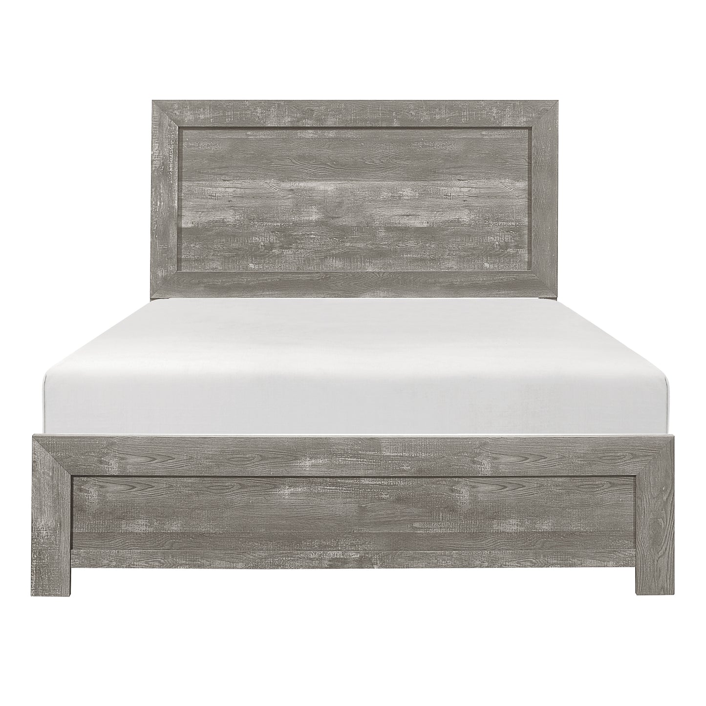 Rustic Gray Queen Size Bed with Headboard and Footboard for Modern Bedrooms